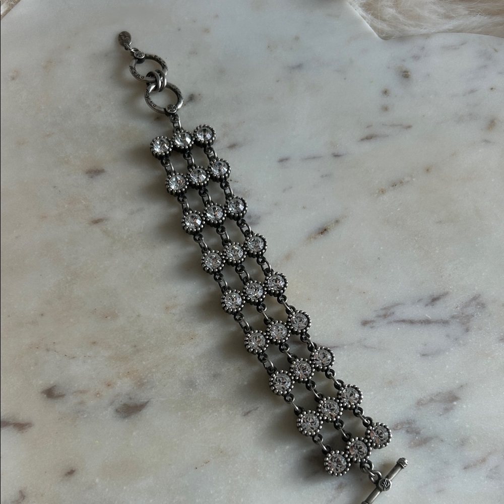 Myka Dazzling Silver Bracelet Adjustable toggle 2 lengths